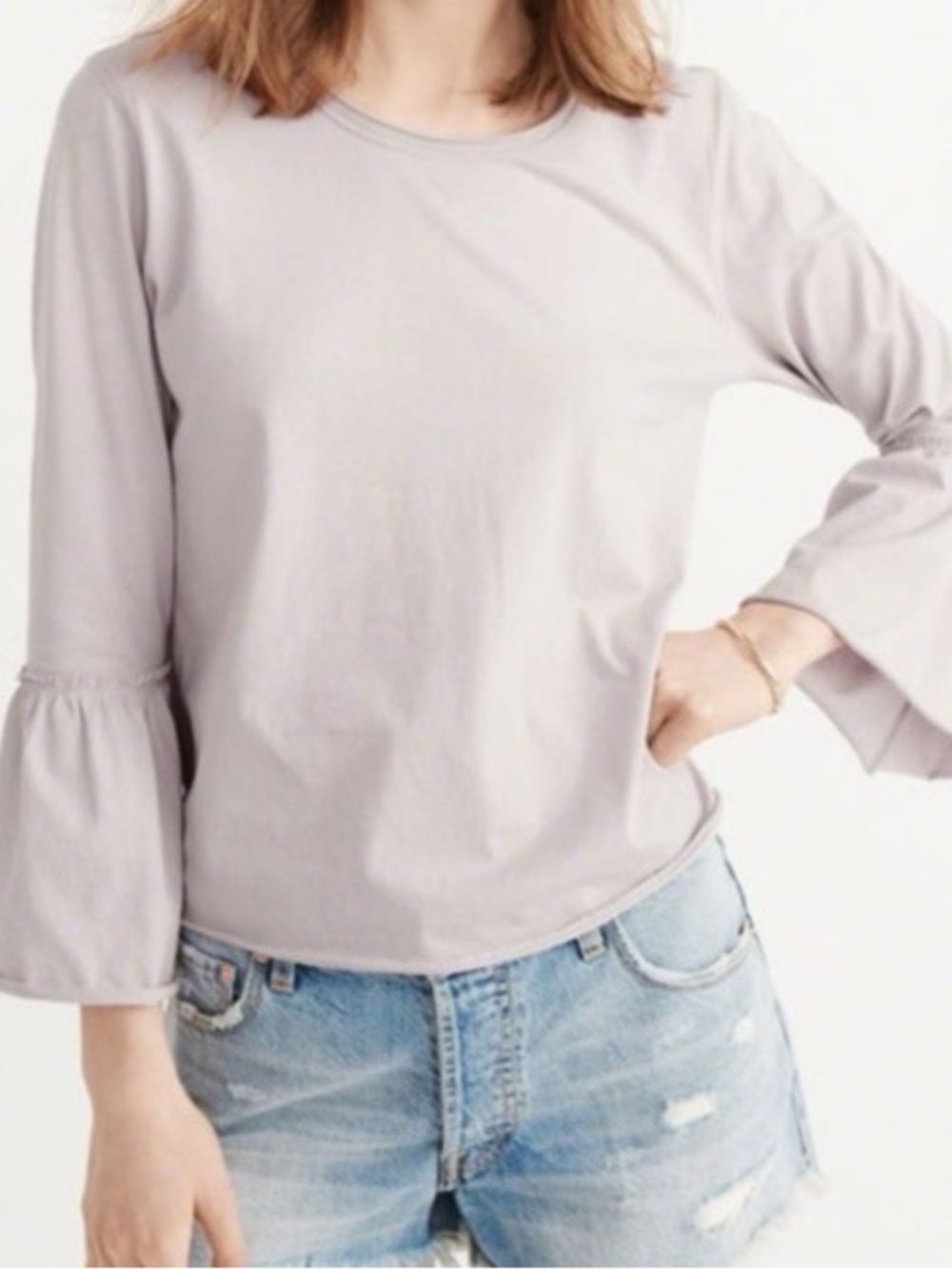 Abercrombie & Fitch Lilac Bell Sleeve Top